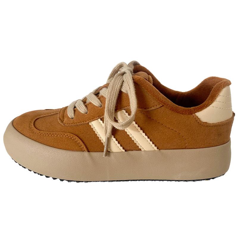 

G1392 latex insole/velvet platform shoes women s shoes 2024 winter new retro board shoes two cotton shoes 35 верблюд