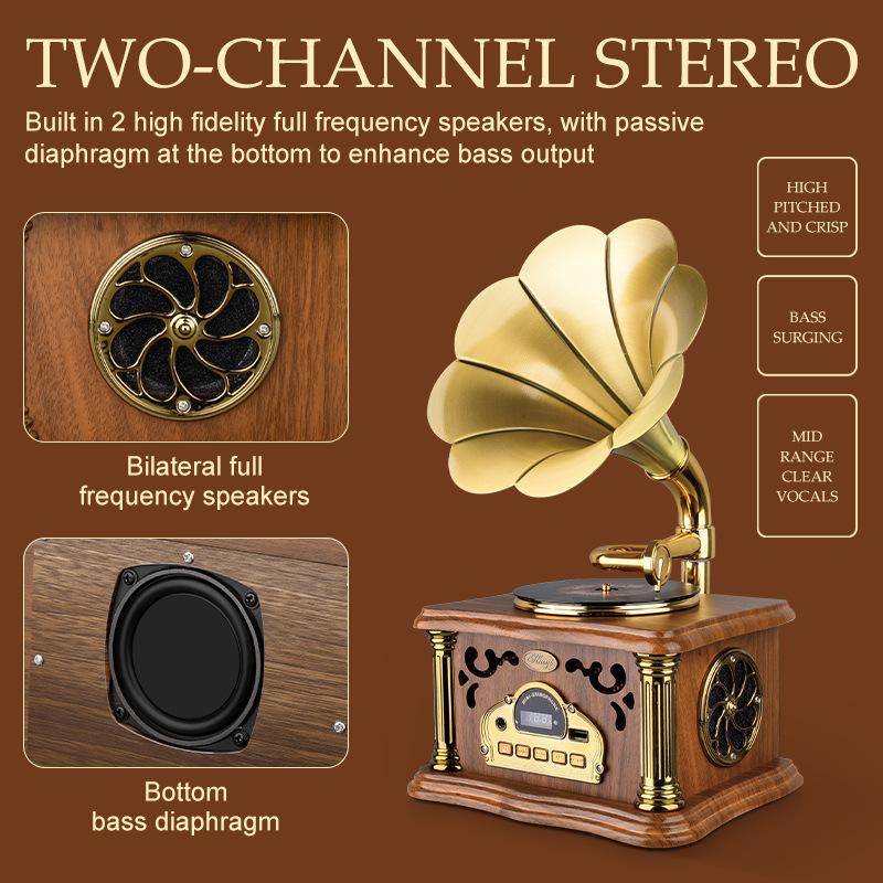 Maillard Style Retro Mini Phonograph Retro Bluetooth Speaker, Furniture Decoration Popular High-Power Speaker