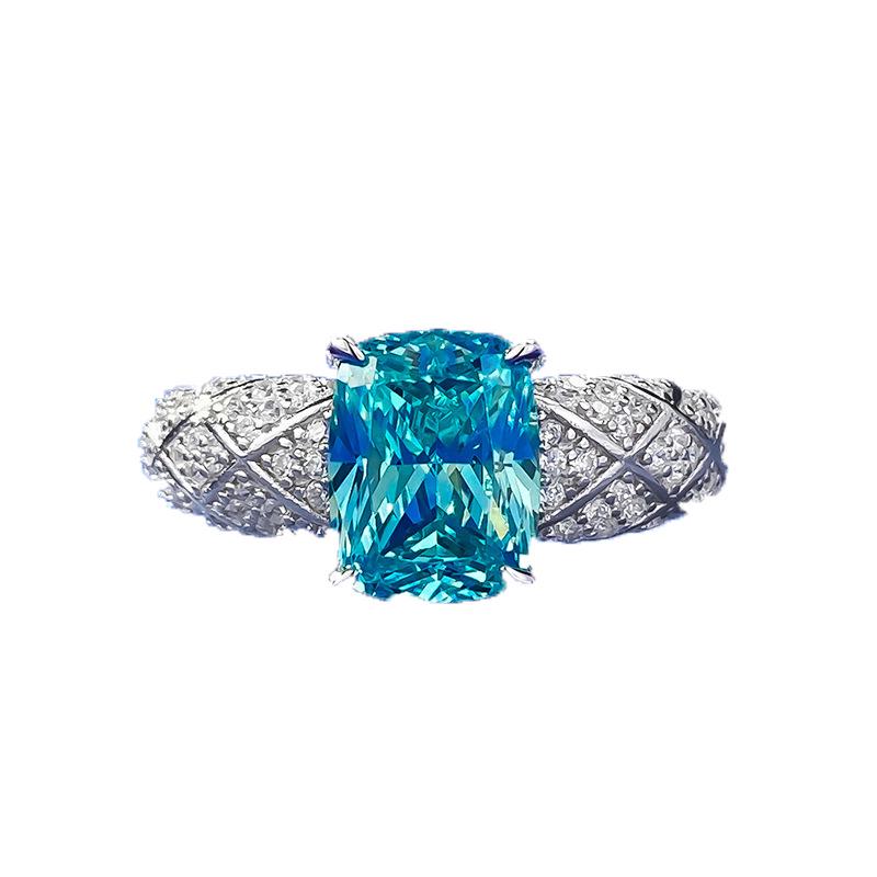 

Paraiba 7x9mm S925 Silver Dream Catcher Ring - Fashion Style Jewelry Size 9