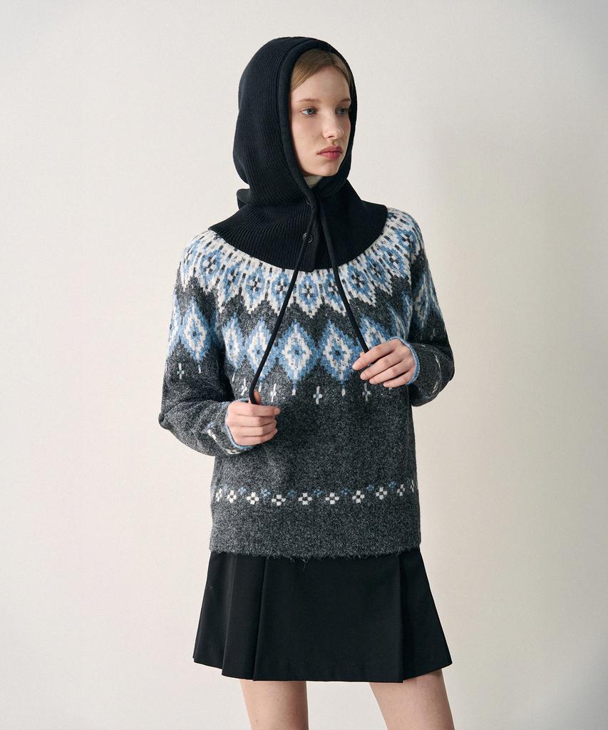 Deuloupisumeon Nordischer Pullover Wollstrick [Anthrazit]