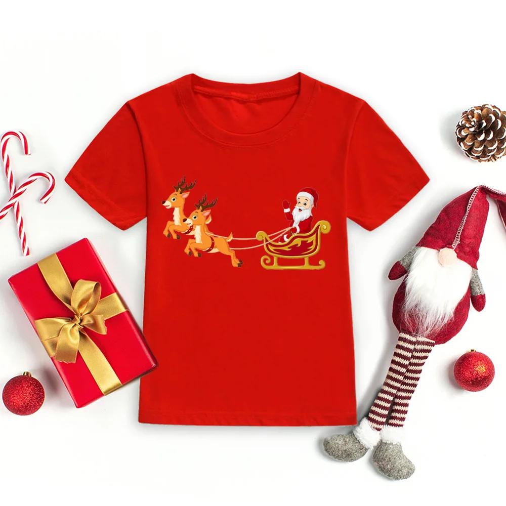 

Детская рождественская футболка одежда Санта Клаус принт оленя Рождество футболка для малышей на рождественскую вечеринку детские наряды рождественский праздничный подарок футболка 150