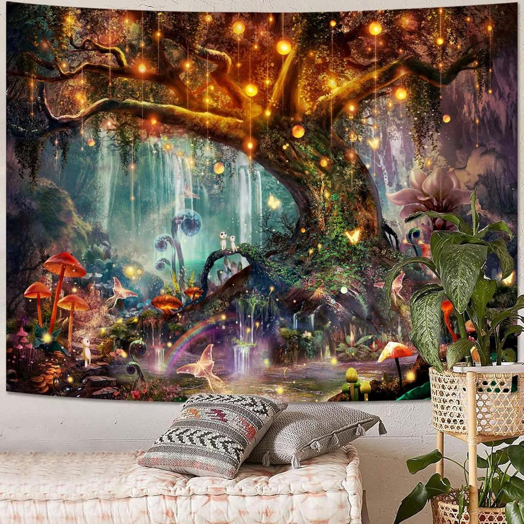 Nature Tree Tapestry Mystical Forest Tapestry for Bedroom Aesthetic Tapastry's Wall Hanging Tapestries for Living Room Dorm Tree