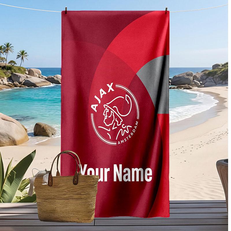 Ajax Amsterdam Personalisiertes Bedrucktes Strandtuch Fußballlogo Unterstützung Benutzerdefinierter Name Text Saugfähiges Handtuch Für Sport Reisen Besonderes Geschenk