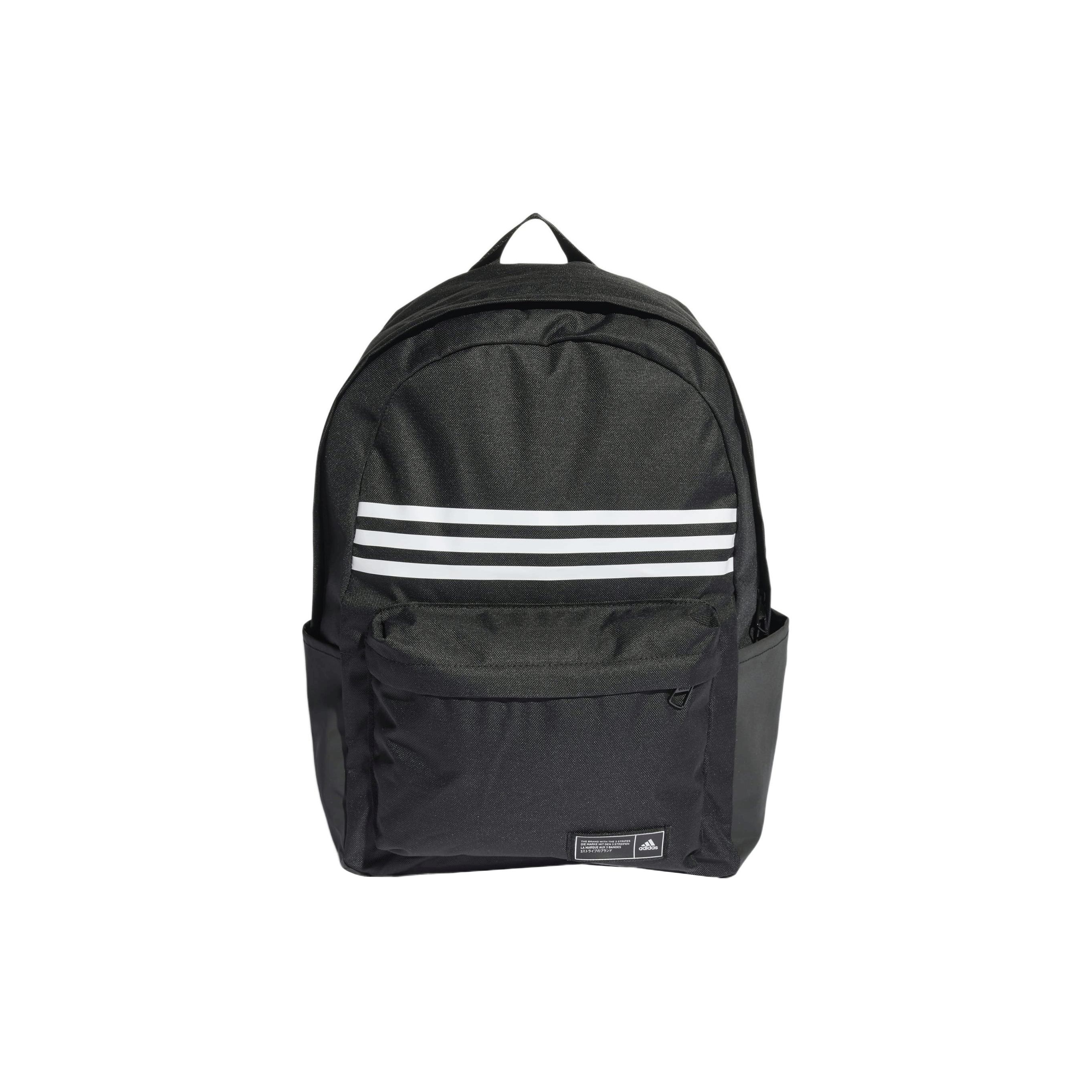 Adidas Classic Horizontal Three Stripes Polyester Backpack Unisex Backpacks Black HG0351 Black