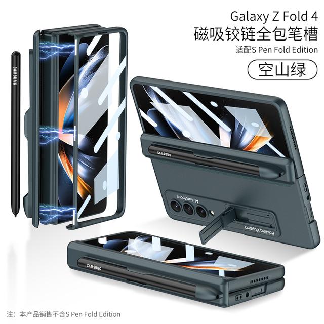 Custodia Porta Penna con Cerniera Magnetica Per Samsung Galaxy Z Fold 4 5g Fold 4 Supporto Stand Custodia Rigida Copertura Slot Laterale per Penna (Nessuna S Pen )