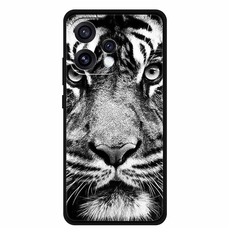 For Oppo Reno15 5G Case 6.59" Cute Cat Balck Edge Soft Silicone Wolf Phone Back Cover For Oppo Reno 15c 5G Protective Lion Funda