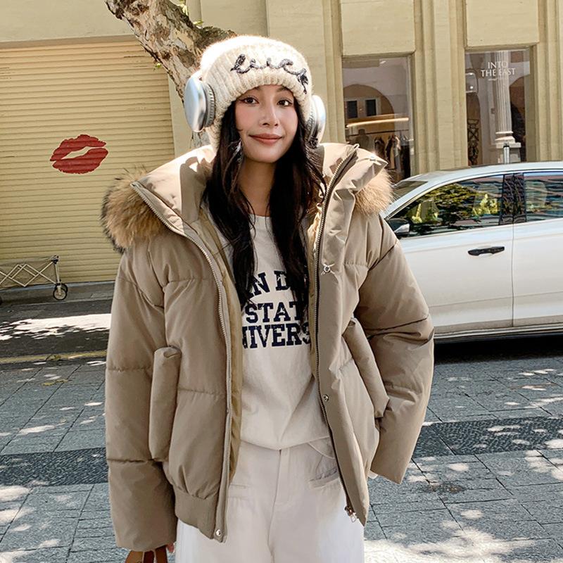 

Дизайн пуховой одежды для девочек на зиму, новинка, для учениц средней и старшей школы, утолщенная теплая куртка-хлеб XL хаки
