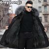 Umělý kožich Volný kabát Silný teplý Pánské plyšové kabáty Liška Vnitřní vložka Odnímatelný límec Dlouhá kožešina Parkas Kožešina Bunda