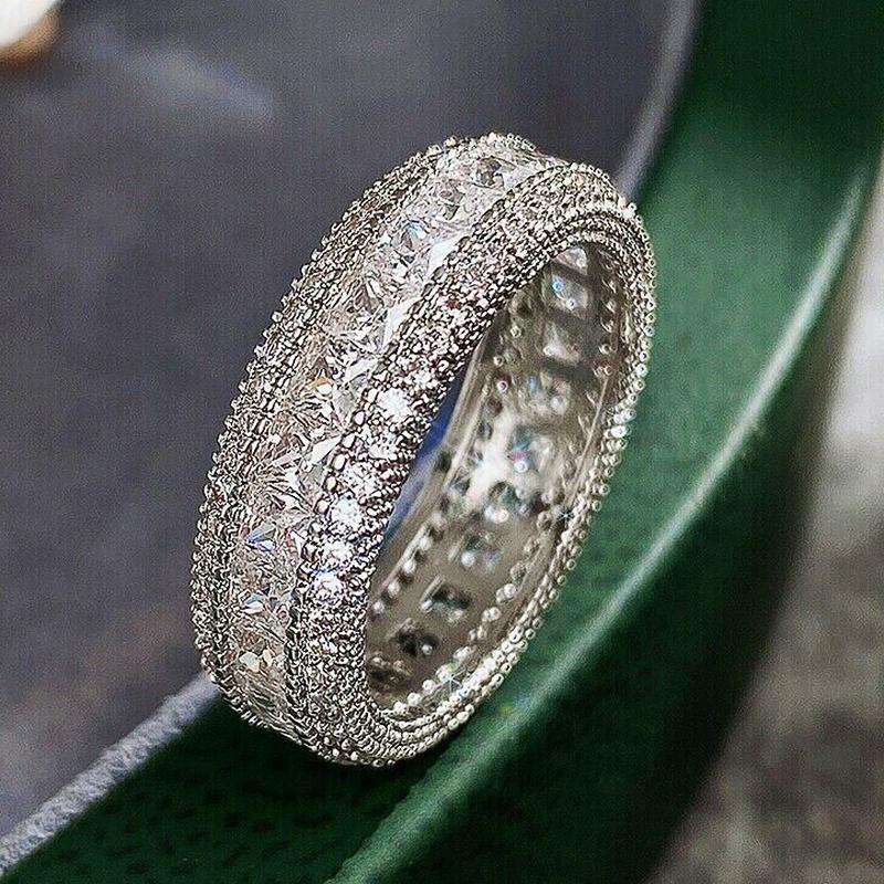 Huitan Princess Cubic Zirconia Promise Rings Women Luxury Trendy Wedding Band Accessories Statement Female Jewelry for Party