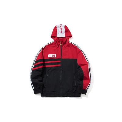 Li Ning New York Fashion Week Retro Hooded Logo Jacket Unisex Jacket Black Red AFDN371-2