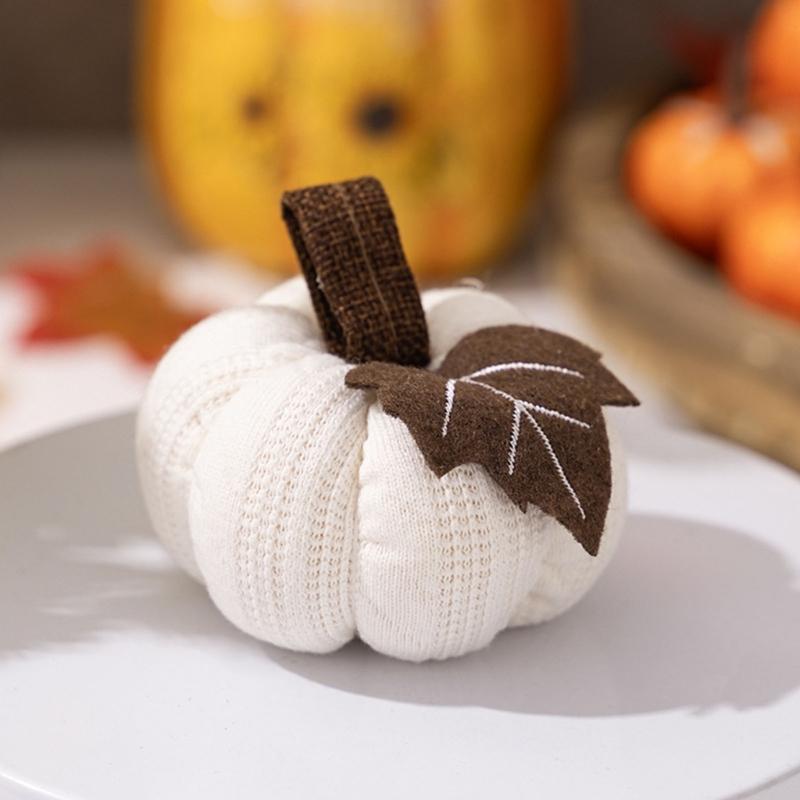 Handmade Crochet Pumpkin Decoration With Polyester Fabric Harvest Festival Shelf Display Accessory