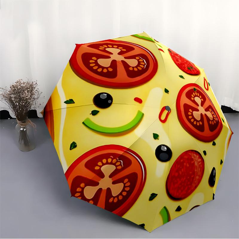 1pc Pizza Slice Automatic Open/Close Umbrella, Windproof, Folding Compact Umbrella with Lightweight Design for Women/Men077