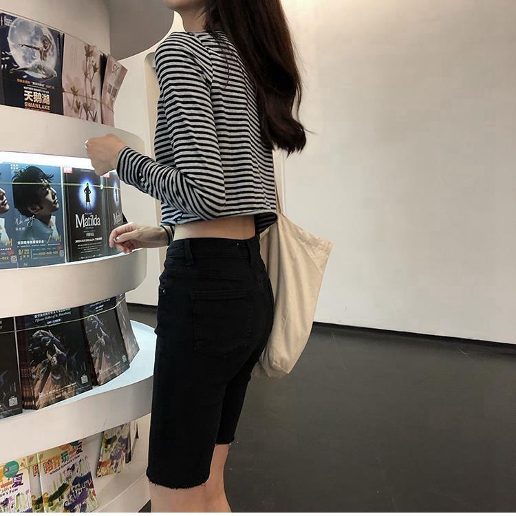 Летние рваные женские шорты с высокой талией — фото 5