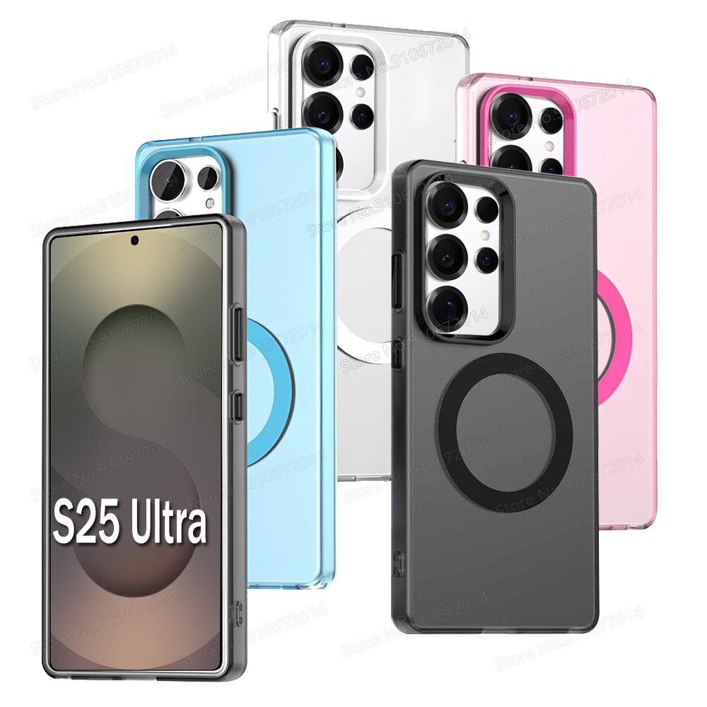 For Samsung Galaxy S25 S24 Ultra Translucent For Magsafe Phone Cases For Samsung S23 Ultra S24 FE S25 Plus Magnetic Matte Cover