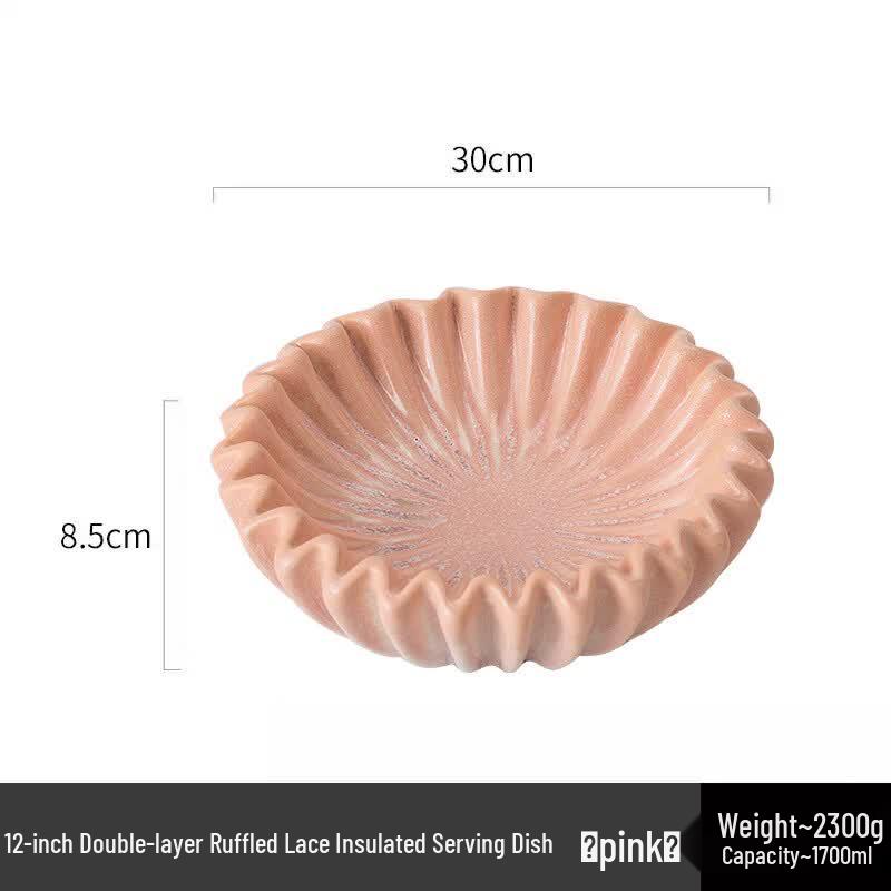 Ru Han 12-inch Pink Lotus Leaf Insulated Dinner Plate