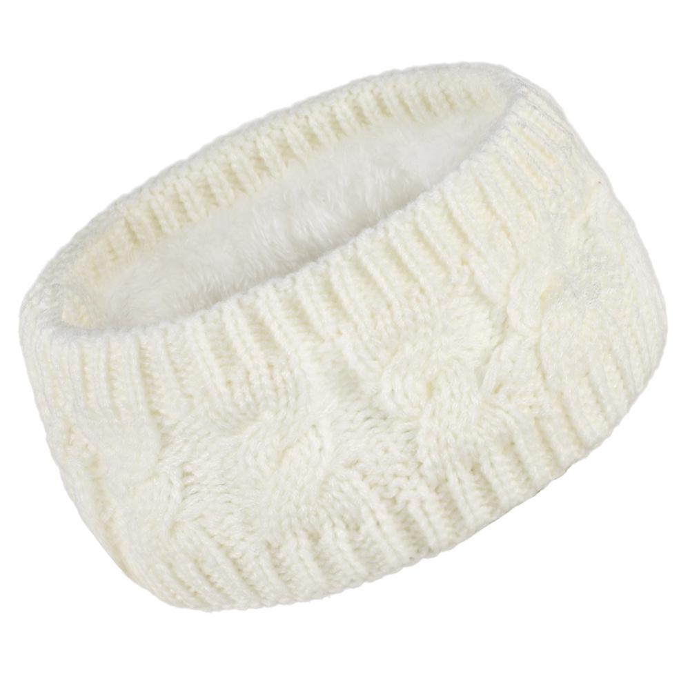 Women's Winter Cable Knit Headband with Velvet, Warm Wide Ear Protection for Sports