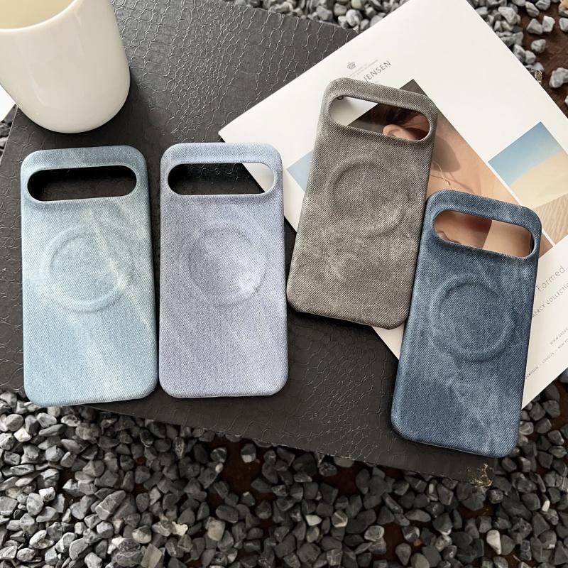 Simple Matte Cowboy Cloth Texture Leather Wireless Charging Magnetic For Magsafe Case For Google Pixel 9 8 7 Pro XL 7A 8A Cover