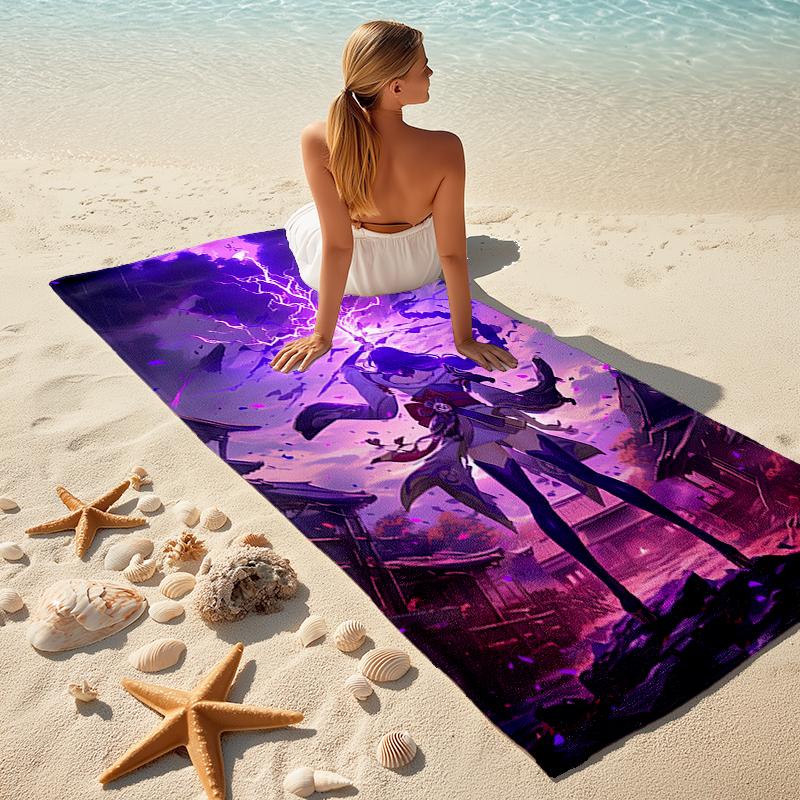 1pc Genshin Impact Beelzebul2 Beach Towel, Comfortable and Thick, and Swimming/Bath/Picnic/Camping Towel, Suitable for Seaside Beaches