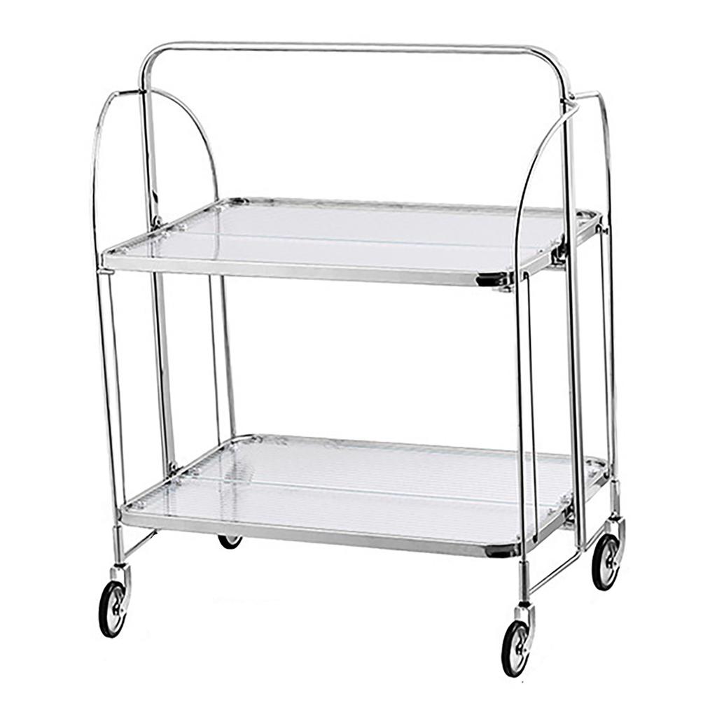 Storage Rolling Cart 2 Tier Glass Utility Organization Mobile Shelving for Bedroom Living Room