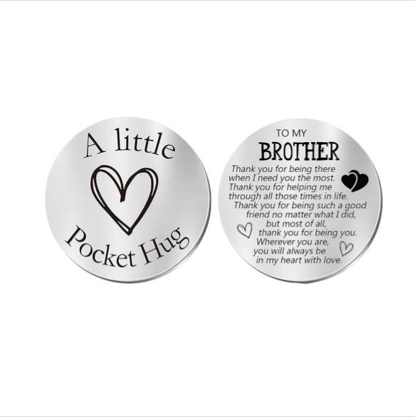 Pock Hug Leather Pocket Token & Stainless Steel Decision Coin Valentine's Day Gift for Lover