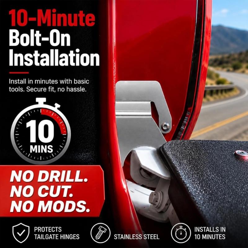 Rear Door Lock Area Cover for 2022-Up Rear Door Application, Stainless Steel Trim Guard Built for Daily Truck Access Dust and Moisture Control