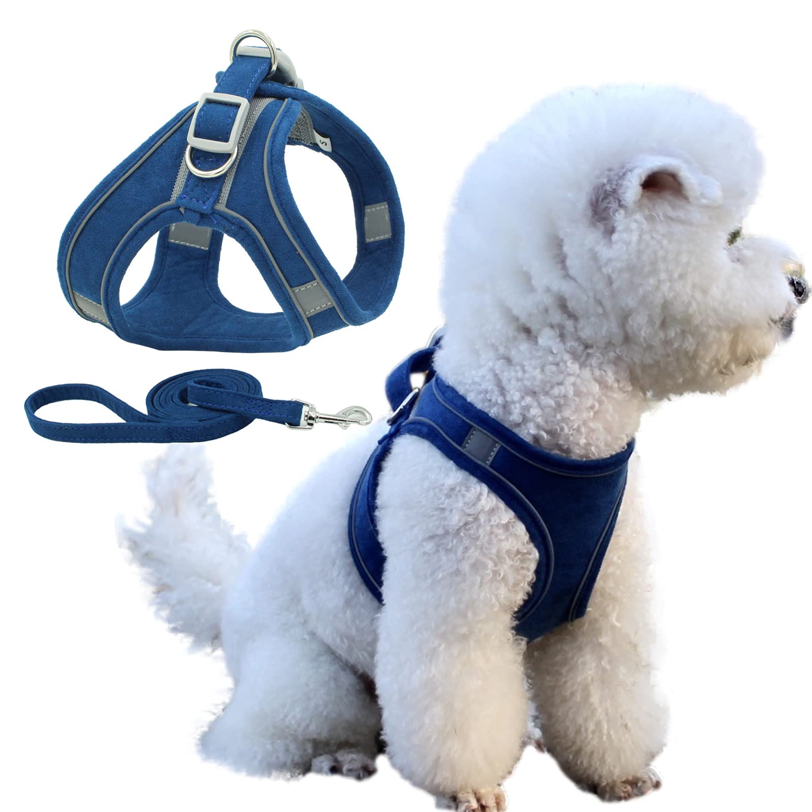 

KUVEELA PET Pet Harness Lead Set for Dogs and Adjustable Harness with Reflective Easy to Put On and Take for Going Small Medium Large Dogs & Cats,