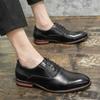 Fashion Korean Formal Patchwork Brogue Dress Party Shoes for Men Luxury Breathable Casual Leather Loafers Moccasin Mens Business