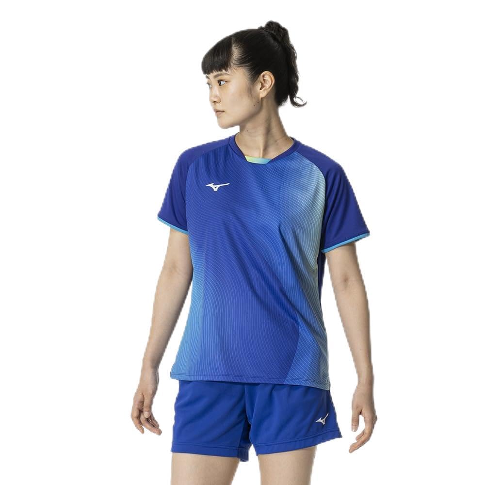 Mizuno Table Tennis Game Short JTTA Surf XL Shirt, Sleeve, Certified, Moisture-Wicking, Quick-Drying, 82JAB214, Blue,