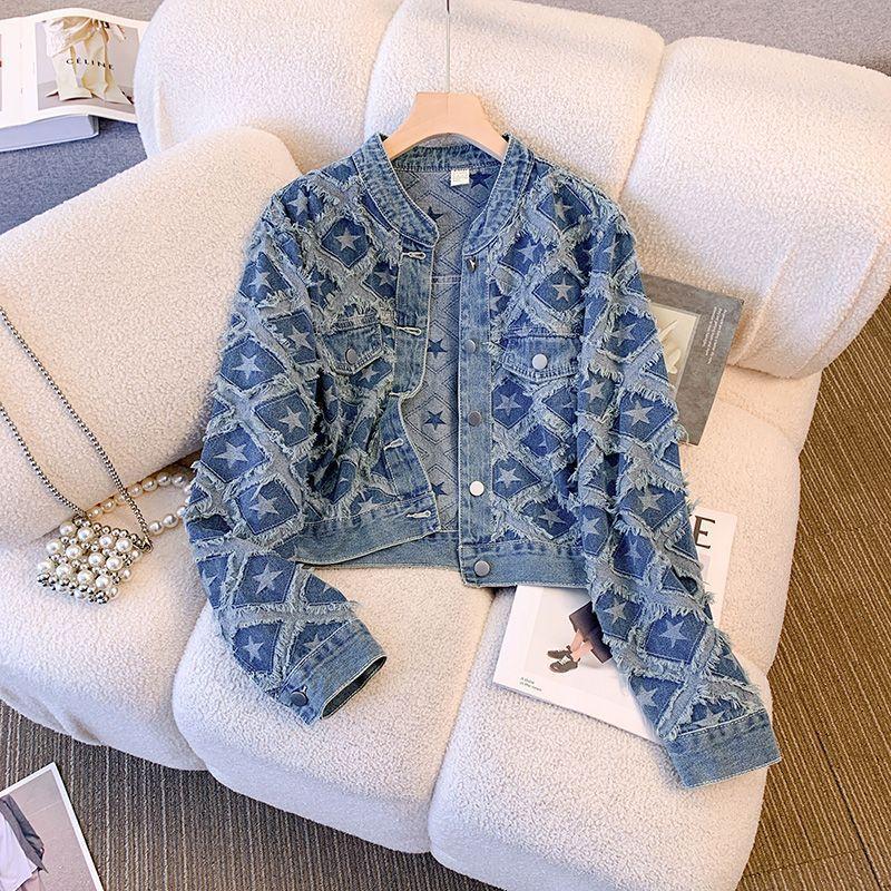 Heavy Industry Denim Jacket for Women's Spring and Autumn New Style, Loose and Versatile, Fashionable Short Jacket Top