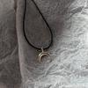 Y2K Star Moon Pendant Choker Celestial Necklace Leather Cord Chain Silver Tone Swirly Star Earrings 90s Retro Sweet Cool Jewelry
