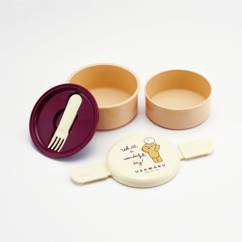Skater Bento Box 500ml 2 Tier Round Rice Ball Case Antibacterial Usamaru Made in Japan ONWR1AG-A