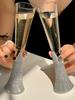 Diamond Women's Champagne Mug Set with Diamond Crystal Glass High Leg Wine Cup Drink Cup Gift Wine Glass Beautiful Cups 150ml