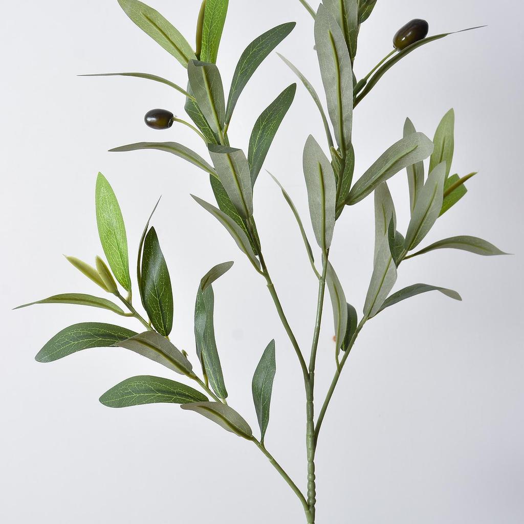 Artificial Olive Branch with Fruit - Green Decorative Plant for Dining Table, Wedding, and Photography Props.