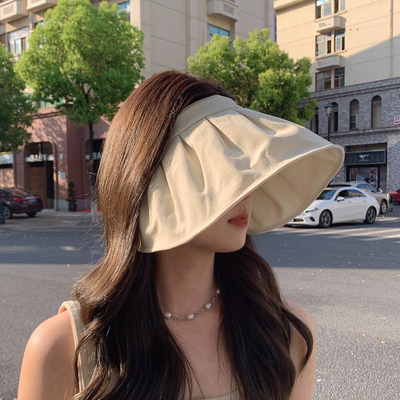 Empty Top Sun Hat Women's Summer Outdoor UV Protection Foldable Egg Roll Hat Big Brim Face Hat