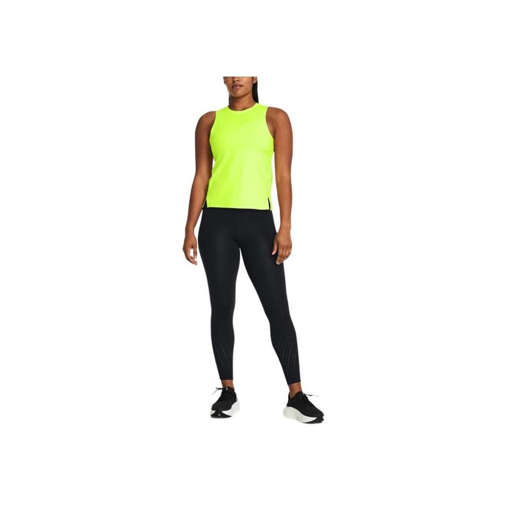 Under Armour Solid Color Reflective Slim Fit Drawstring High Waist Nine-Point Sports Pants Women bottoms Black 1383367-001
