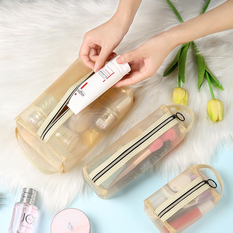 High-Capacity Luxury Mesh Cosmetic Handbag: Makeup, Lipstick, and Brush Organizer