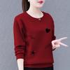 Korean Style Women's Plus Size Sweatshirt, 2023 Loose Fit, Printed Long Sleeve Round Neck Top, Slimming Mom's Clothing.