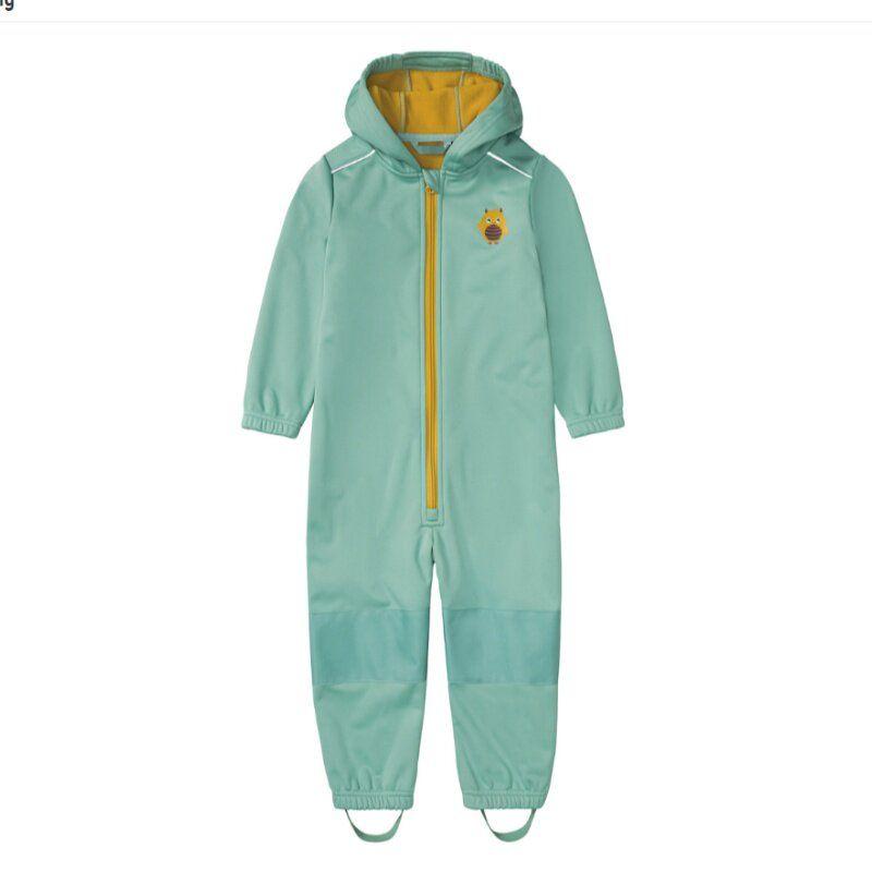Outdoor Windproof Soft Shell Children s Jump Suit Boys and Girls Jumpsuit Romper Fleece-lined Heattech Waterproof Export Emerald green 86-92