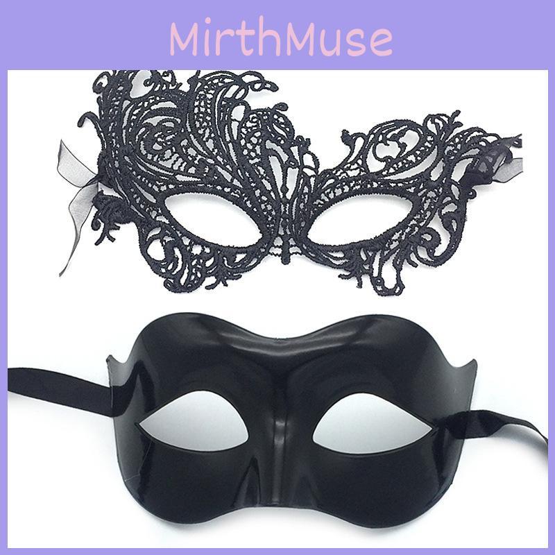 Halloween Half Face Lace Mask With Hollow Design For Couples Party Gift
