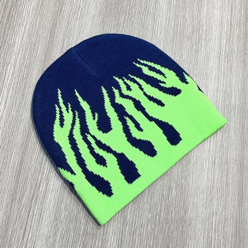 Y2k Beanie Bonnet Flame Hip Hop Cap Fashion Cold Cap  Men Women