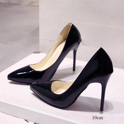 Nuove scarpe con tacco alto da donna in tinta unita, scarpe da sposa con tacco sottile e punta a punta, in vernice, alla moda femminile, taglia 44