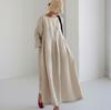 2024 Oversized Plus Size Cotton Linen Dress, Round Neck, Solid Color Swing Skirt - Japanese Korean Style