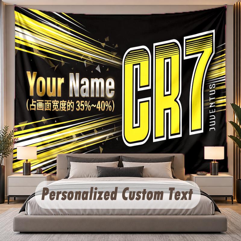 Custom Name Text Tapestry Cristiano Ronaldo Personalized Polyester Wall Tapestry For Bedroom And Room