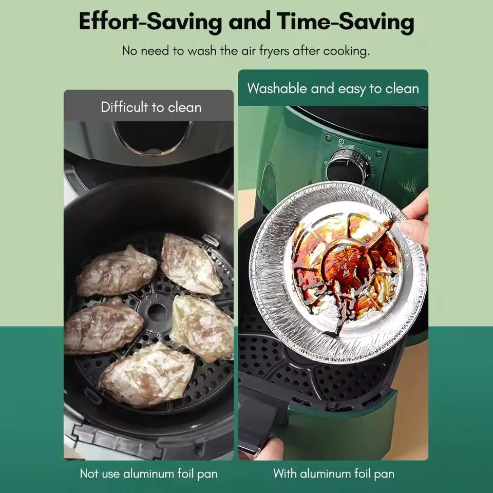 Disposable Circular Oil Proof Aluminum Foil Baking Tray Air Fryer Paper Non Stick Steaming Basket Kitchen Tool Barbecue Drip Pan