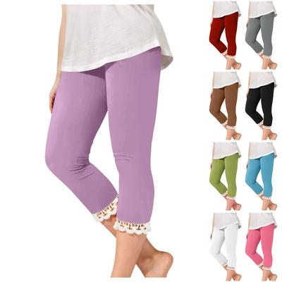 Çocuk Modası Düz Renk Sevimli Kız Çocuk Günlük Spor Yoga Pantolonu Dantel Kısa Pantolon Tayt