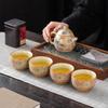 Enamel full color Ru kiln master teacup light luxury retro tea set cup gift box hardcover high-end father teacher gift