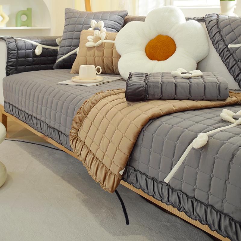 Cuscino Invernale per Divano in Velluto Olandese, Cuscino Antiscivolo per Seduta, Copertura Universale Tutto Incluso, Telo in Tessuto, Universale per tutte le stagioni Nuovo Modello