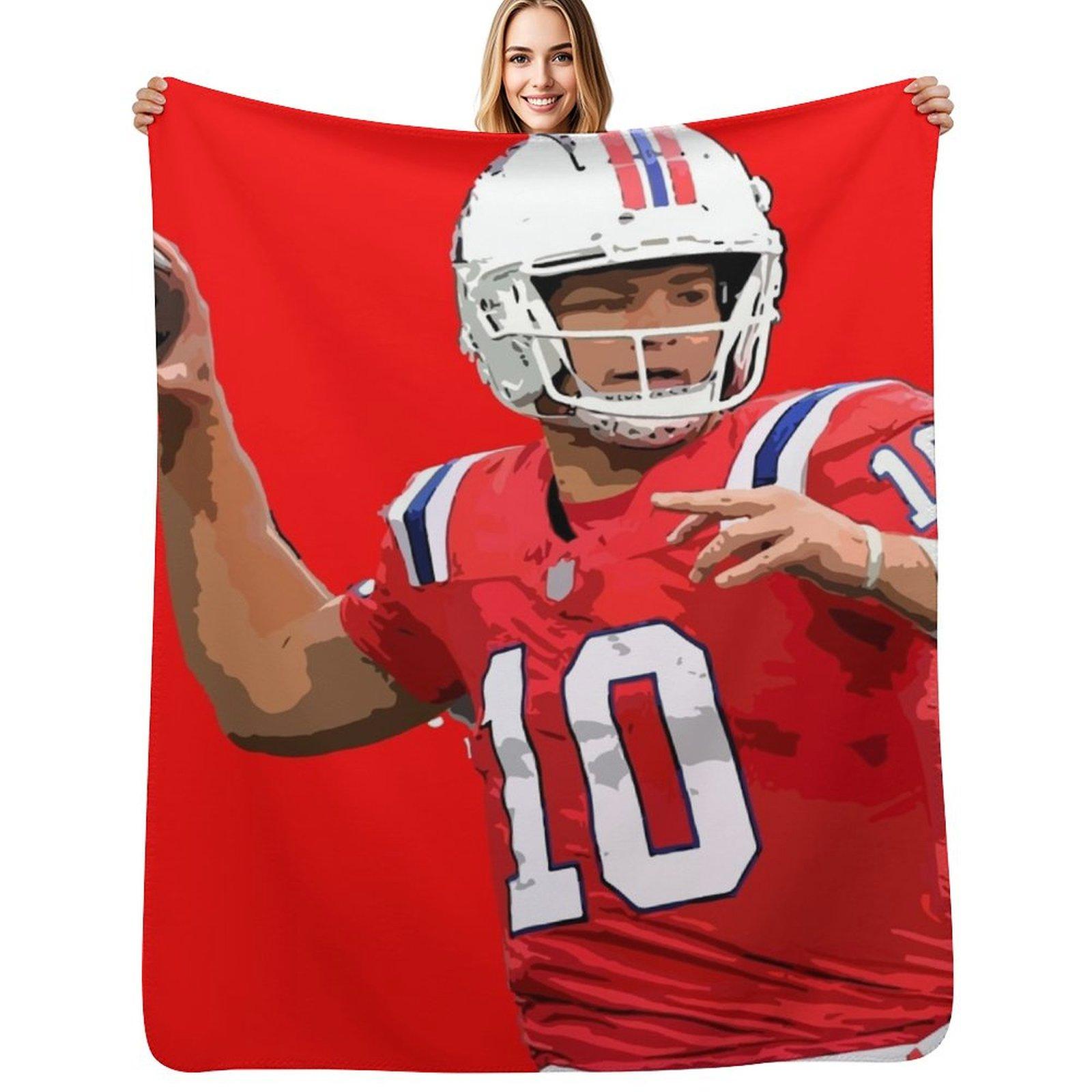Drake Maye Throw Blanket Luxurious Soft Fuzzy Blanket for Sofa Bed Size: 75*100cm, Weight: 230 GSM