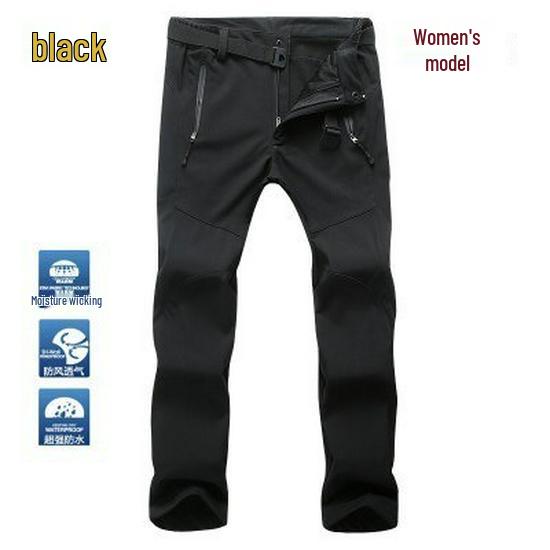 

Мужские и женские водонепроницаемые ветрозащитные брюки софтшелл на флисовой подкладке для активного отдыха, лыж и альпинизма. L