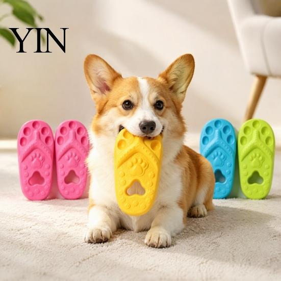 Bite Resistant Dog Toy for Aggressive Chewers Slipper Chew Toy, Puppy Teething Thong Sandal Shape, Interactive Safe EVA Material Fetch Small To Large
